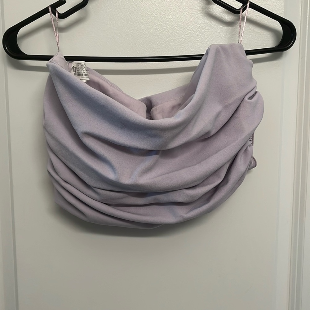 Zara purple ruffled tube top size m
